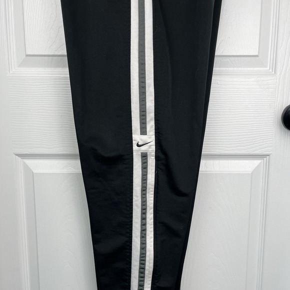 NIKE Vintage Track Pants Black White Gray Stripe Logo Ankle Zip Mens Size Medium - Picture 7 of 10